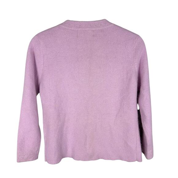 Vintage 80s Angora Blend Lavender Purple Long Sleeve Open Front Cardigan S - Picture 2 of 5